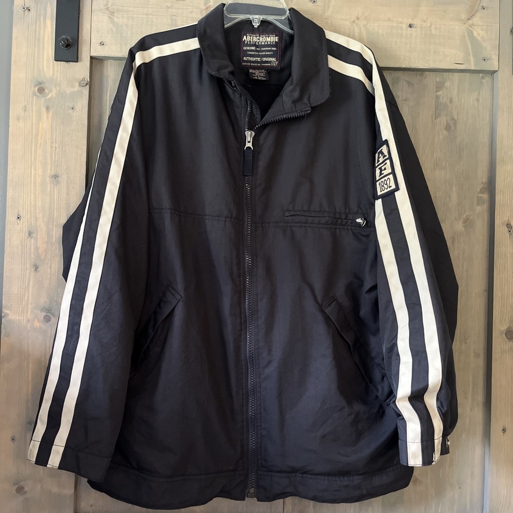 Vintage 90s Abercrombie Fitch Performance Jacket Men's Large Stripes AF Patch